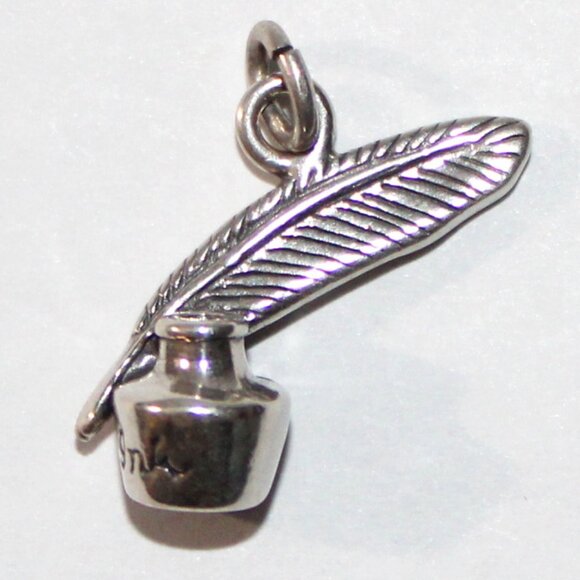 Sterling Silver Quill & Ink Charm - Picture 1 of 4